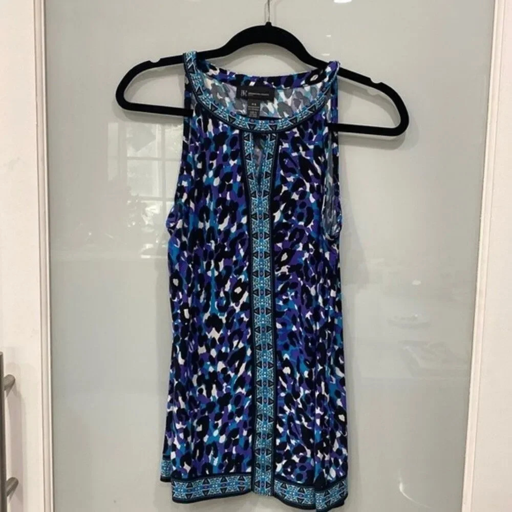 INC International Concepts Women's Petite Blue Purple Sleeveless Tunic Top Small